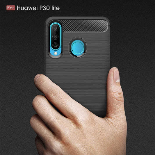 Hülle für Huawei P30 lite New Edition / P30 lite, Techsuit, Carbon, Schwarz