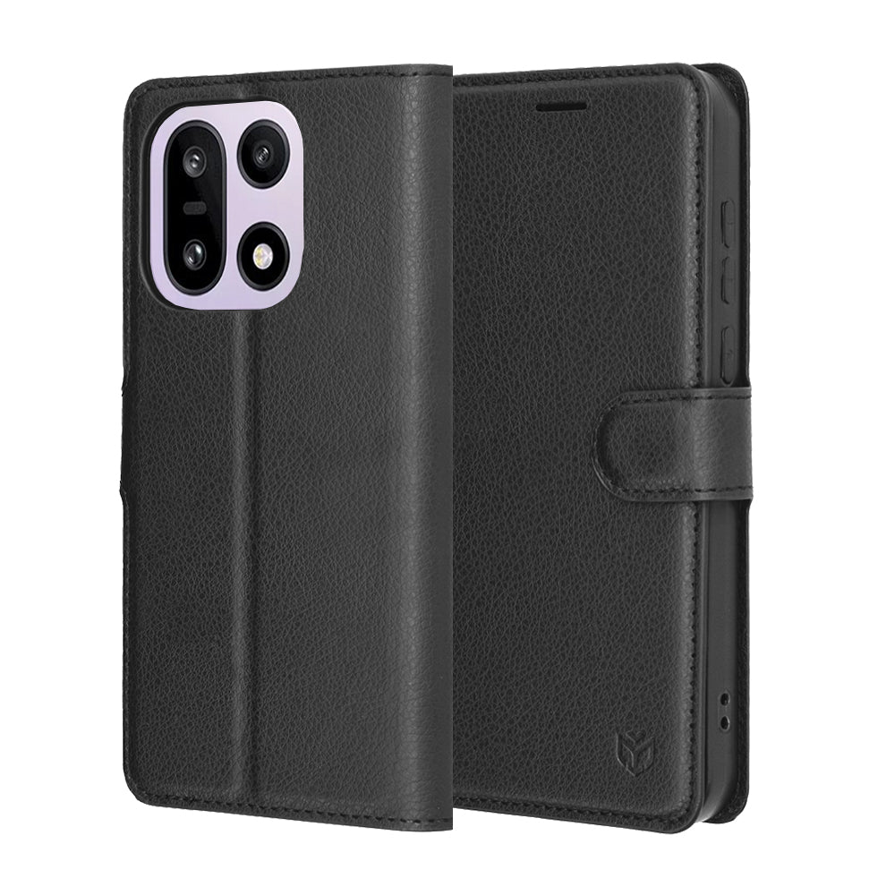 Hülle für OnePlus 15, Techsuit, Leather Folio, Schwarz