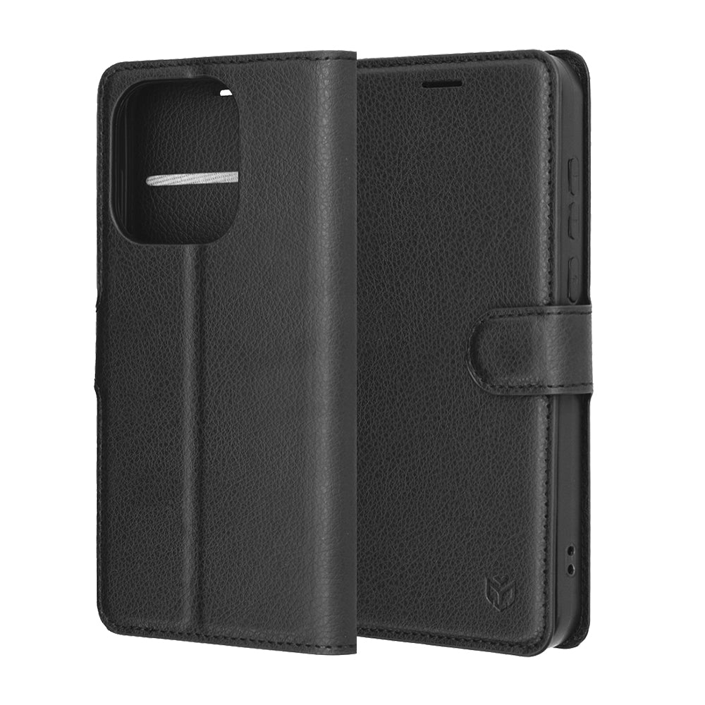 Hülle für OnePlus 15, Techsuit, Leather Folio, Schwarz