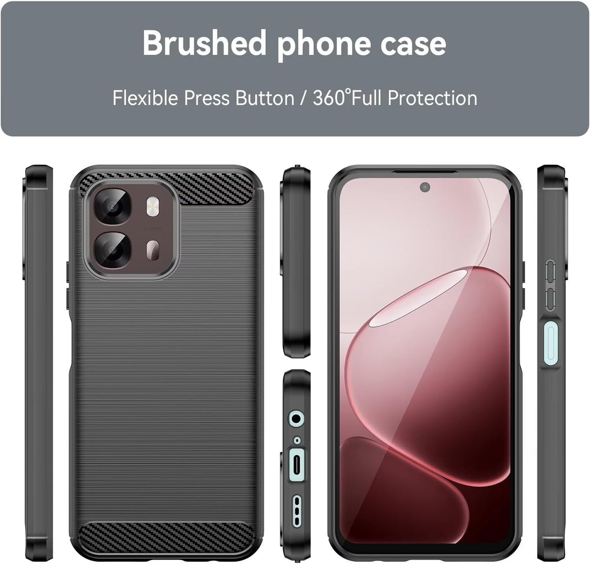 Hülle für Oppo A6 4G, Techsuit, Carbon, Schwarz