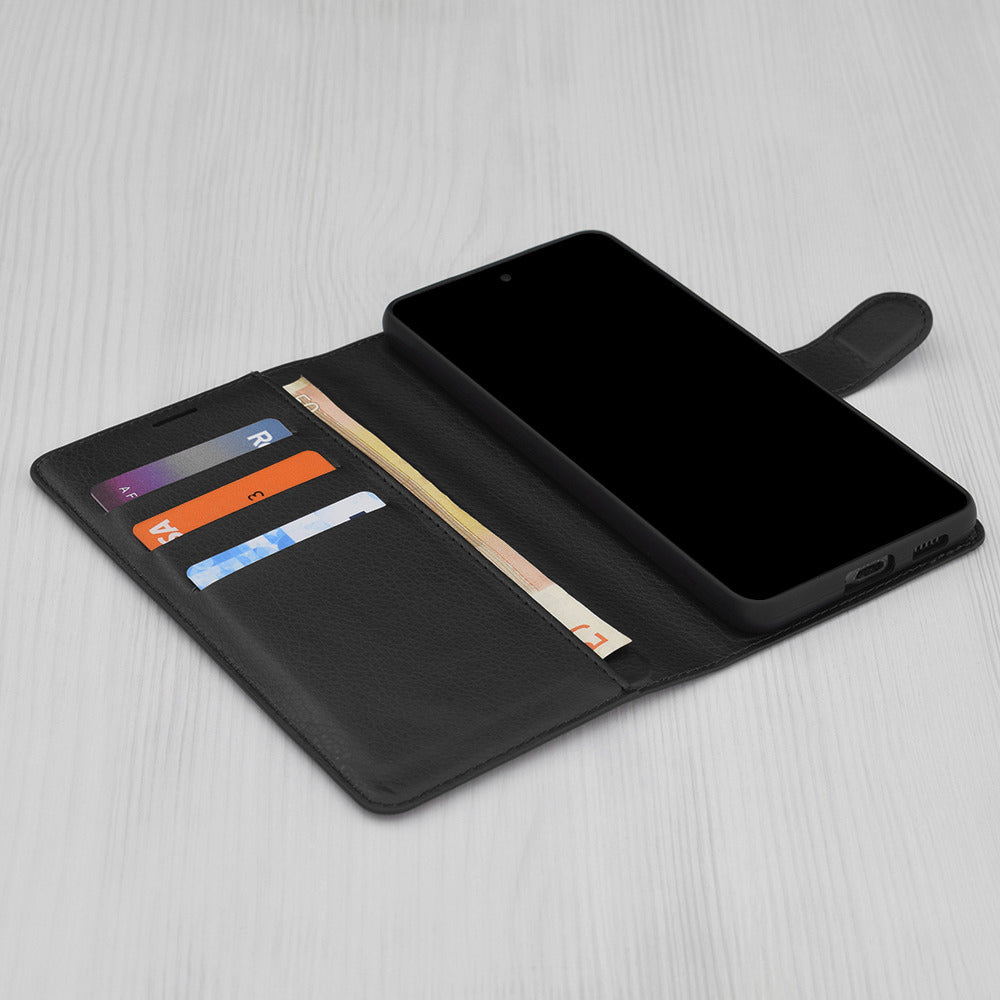 Hülle für Oppo A6 4G, Techsuit, Leather Folio, Schwarz