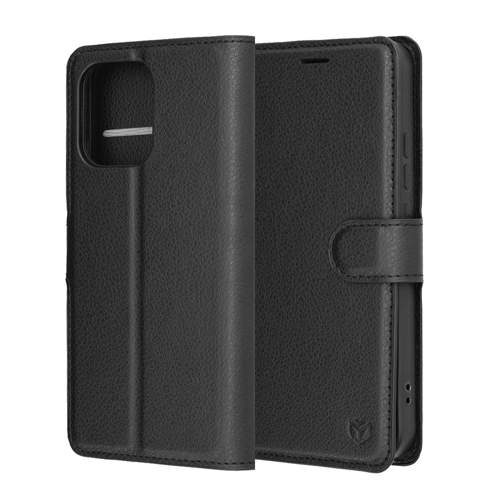Hülle für Oppo A6 Pro 5G / A6 Pro 4G, Techsuit, Leder Folio, Schwarz