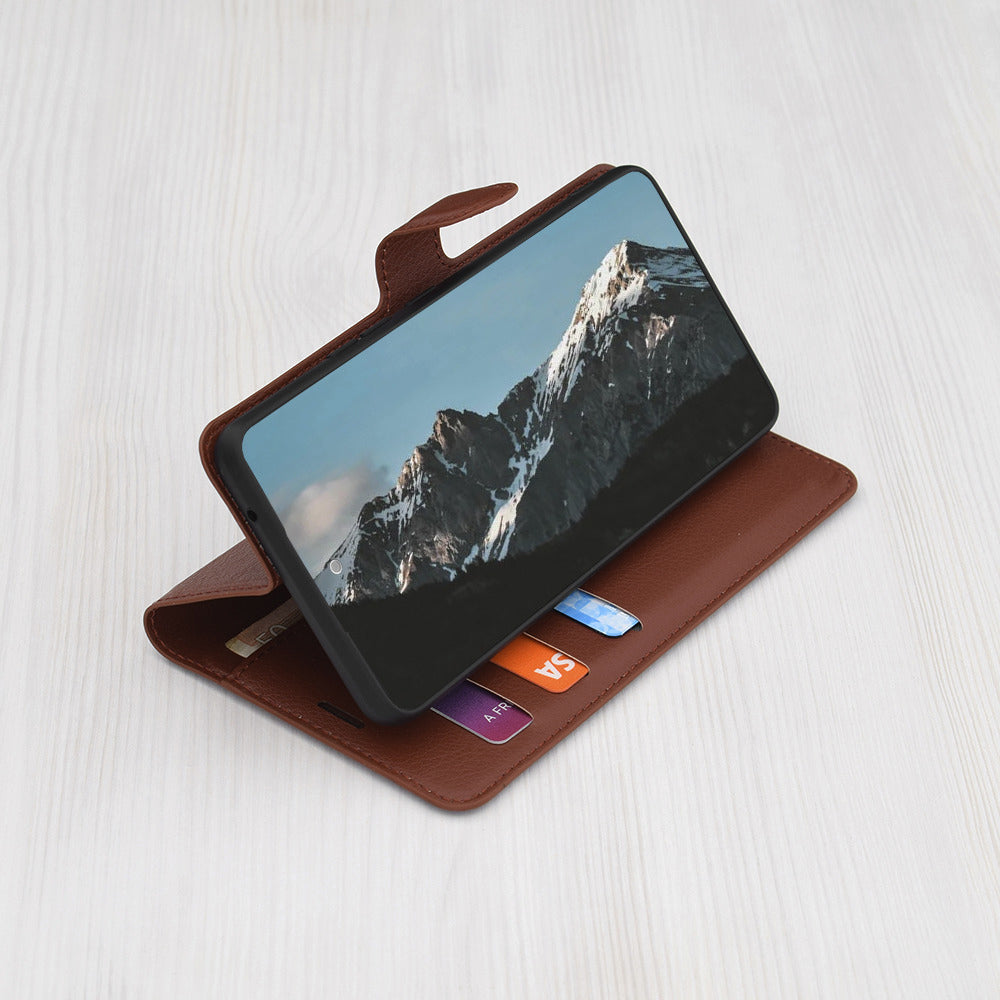Hülle für Oppo Reno15 FS / Reno15 F, Techsuit, Leder Folio, Braun