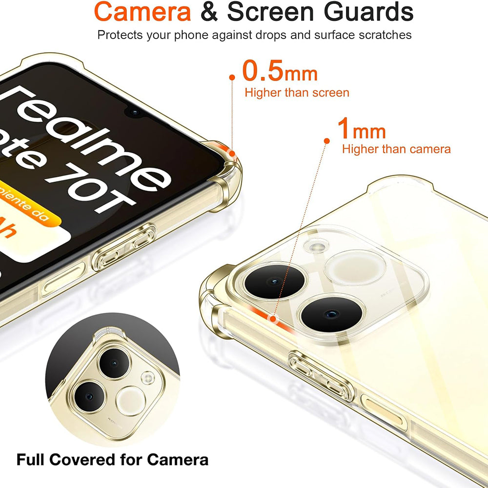 Hülle für Realme Note 70T, Techsuit, Shockproof Clear, Transparent