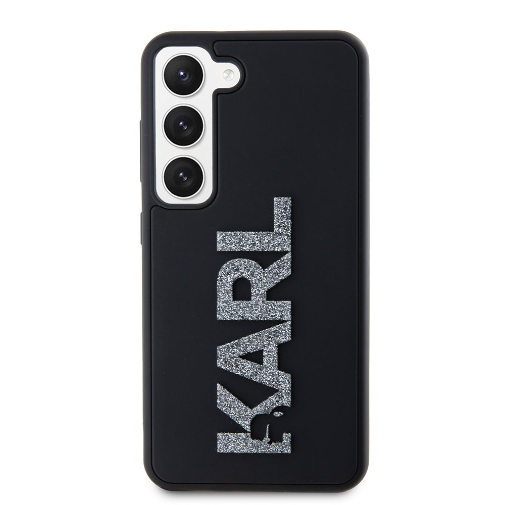 Hülle für Samsung Galaxy S23 S911, Karl Lagerfeld, 3D Rubber Glitter Logo, Schwarz