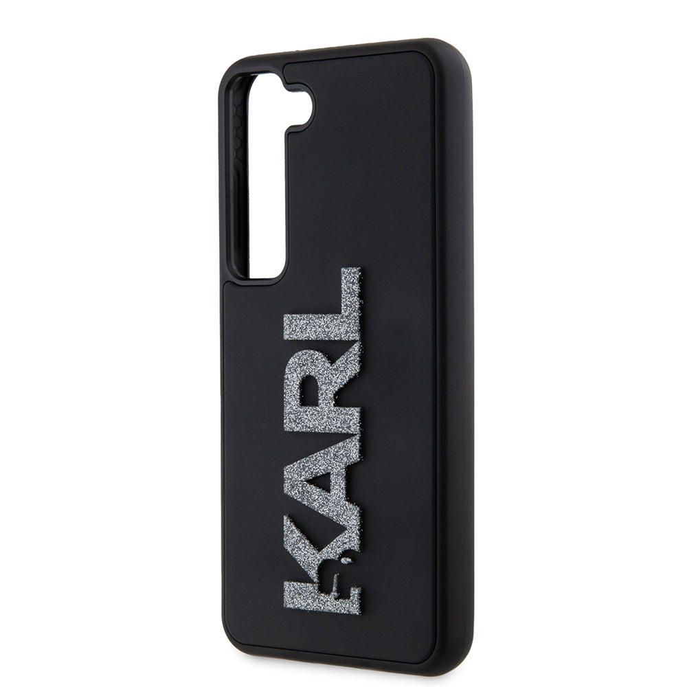 Hülle für Samsung Galaxy S23 S911, Karl Lagerfeld, 3D Rubber Glitter Logo, Schwarz