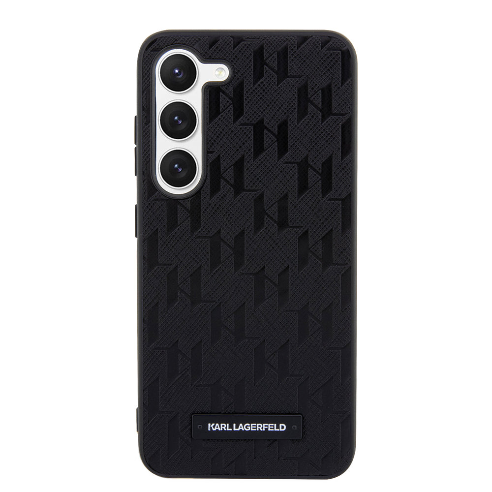 Case for Samsung Galaxy S23 S911, Karl Lagerfeld, Saffiano Monogram Metal Logo, Black