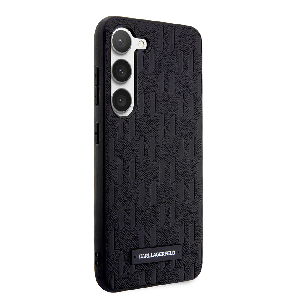 Case for Samsung Galaxy S23 S911, Karl Lagerfeld, Saffiano Monogram Metal Logo, Black