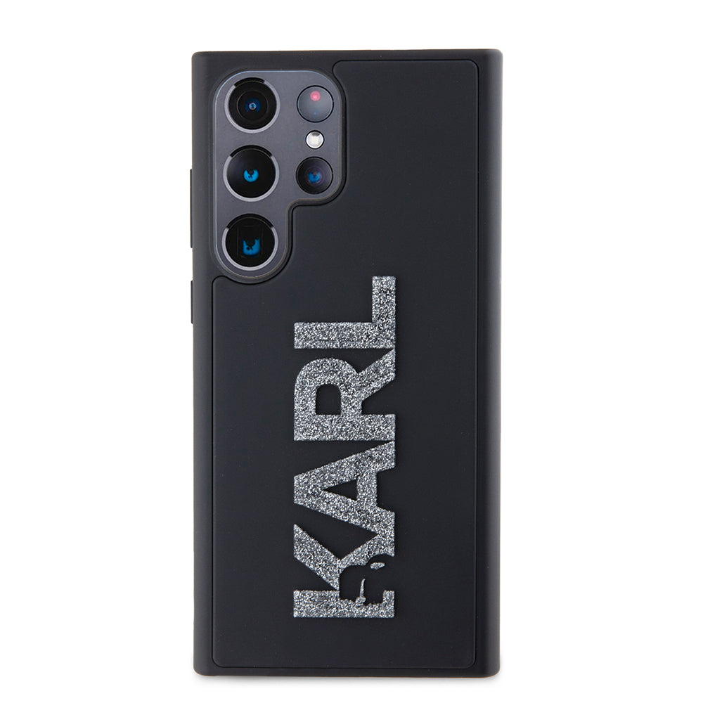 Hülle für Samsung Galaxy S23 Ultra S918, Karl Lagerfeld, 3D Rubber Glitter Logo, Schwarz