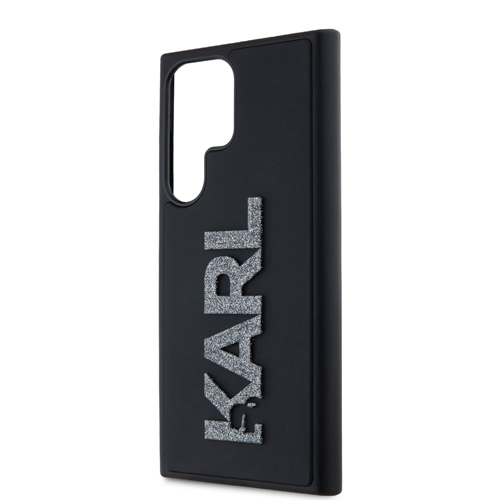 Hülle für Samsung Galaxy S23 Ultra S918, Karl Lagerfeld, 3D Rubber Glitter Logo, Schwarz
