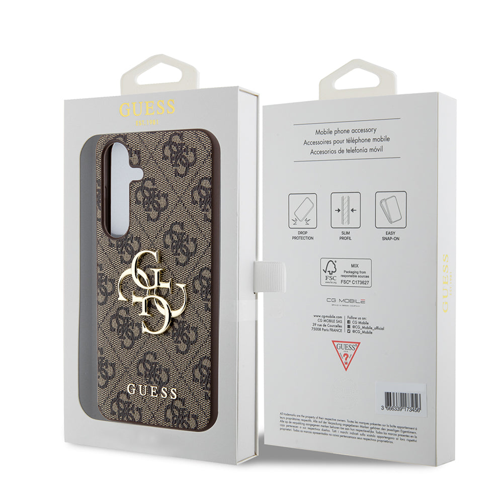 Hülle für Samsung Galaxy S24+ S926, Guess, 4G Big Logo, Braun
