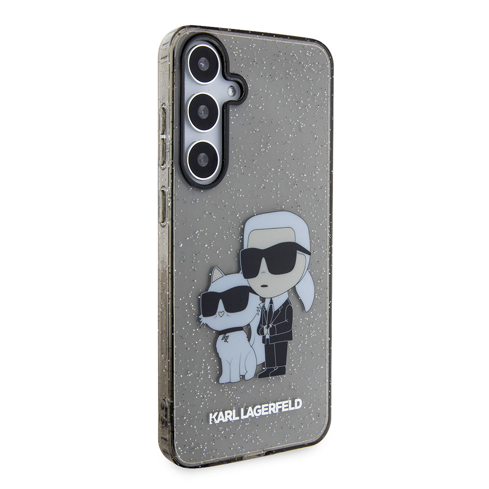 Hülle für Samsung Galaxy S24+ S926, Karl Lagerfeld, Glitter Karl & Choupette, Blau