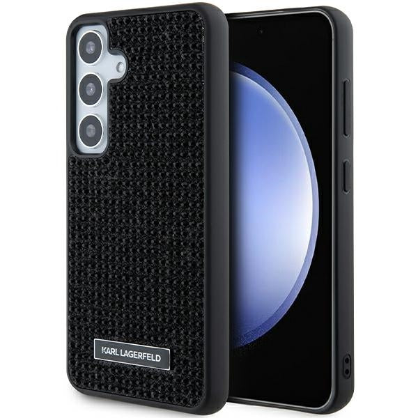 Hülle für Samsung Galaxy S24+ S926, Karl Lagerfeld, Rhinestone Metal Plate, Schwarz