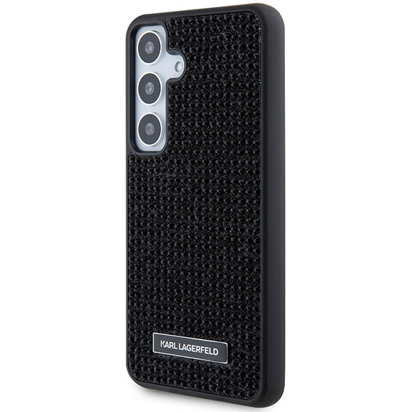 Hülle für Samsung Galaxy S24+ S926, Karl Lagerfeld, Rhinestone Metal Plate, Schwarz