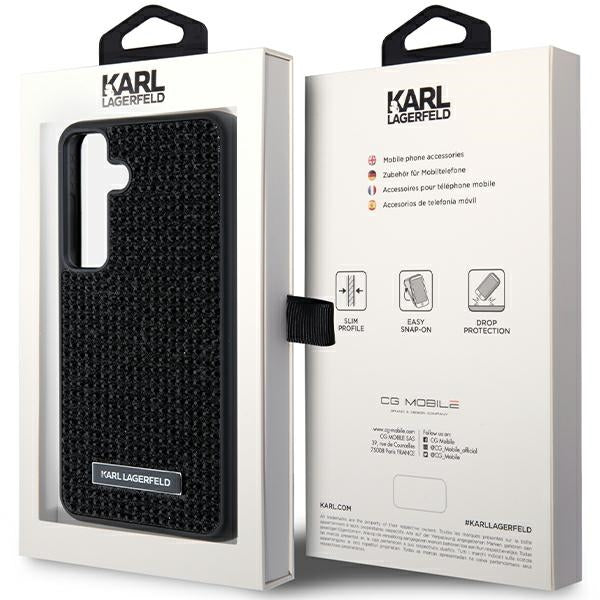 Hülle für Samsung Galaxy S24+ S926, Karl Lagerfeld, Rhinestone Metal Plate, Schwarz