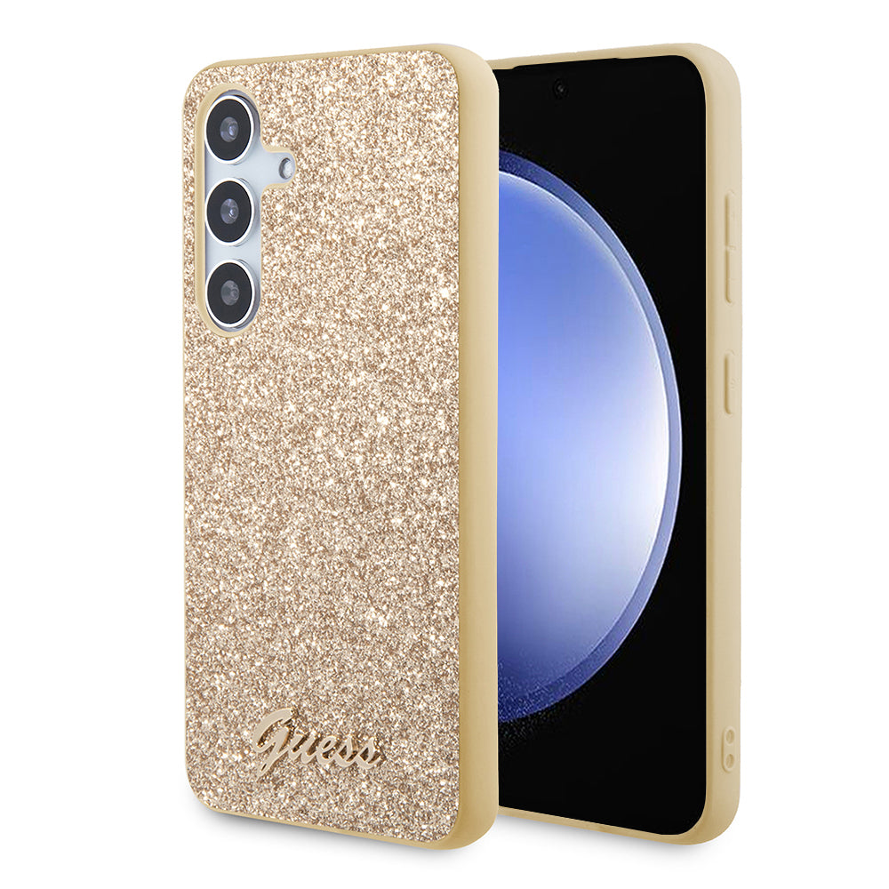 Hülle für Samsung Galaxy S24 S921, Guess, Glitter Script, Gold