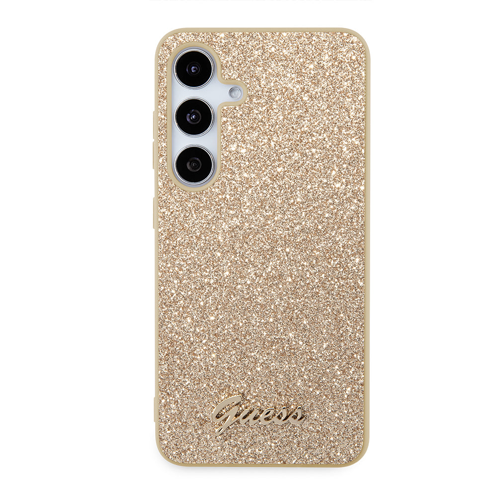 Hülle für Samsung Galaxy S24 S921, Guess, Glitter Script, Gold
