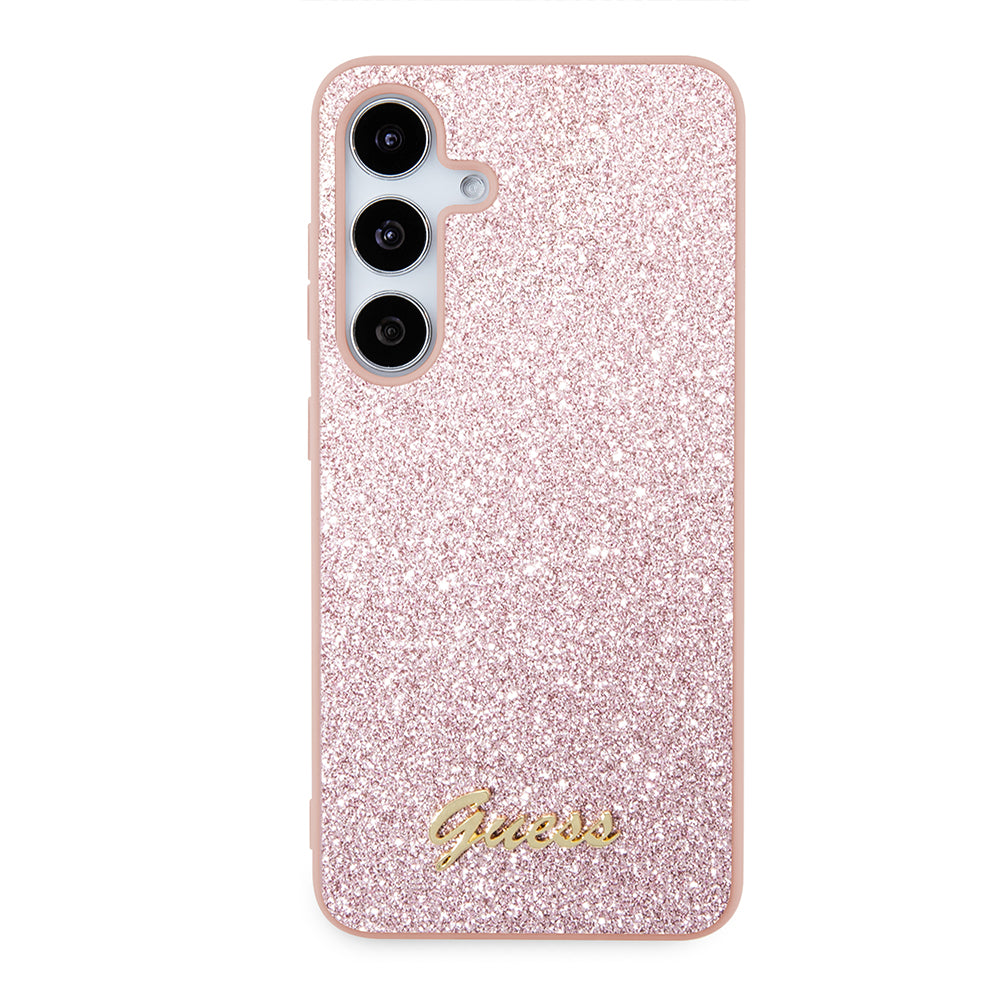 Hülle für Samsung Galaxy S24 S921, Guess, Glitter Script, Rosa