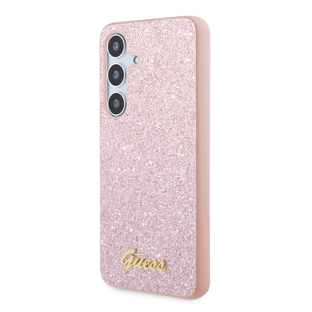 Hülle für Samsung Galaxy S24 S921, Guess, Glitter Script, Rosa