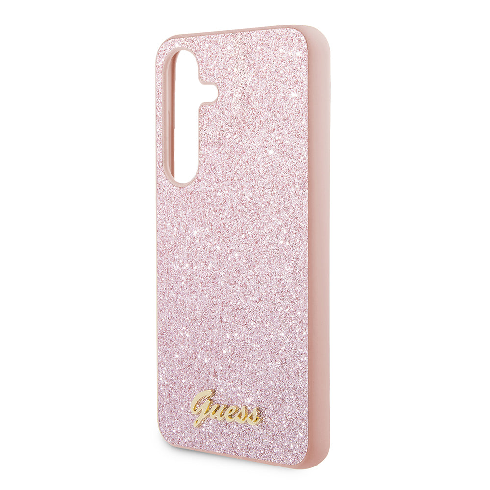 Hülle für Samsung Galaxy S24 S921, Guess, Glitter Script, Rosa