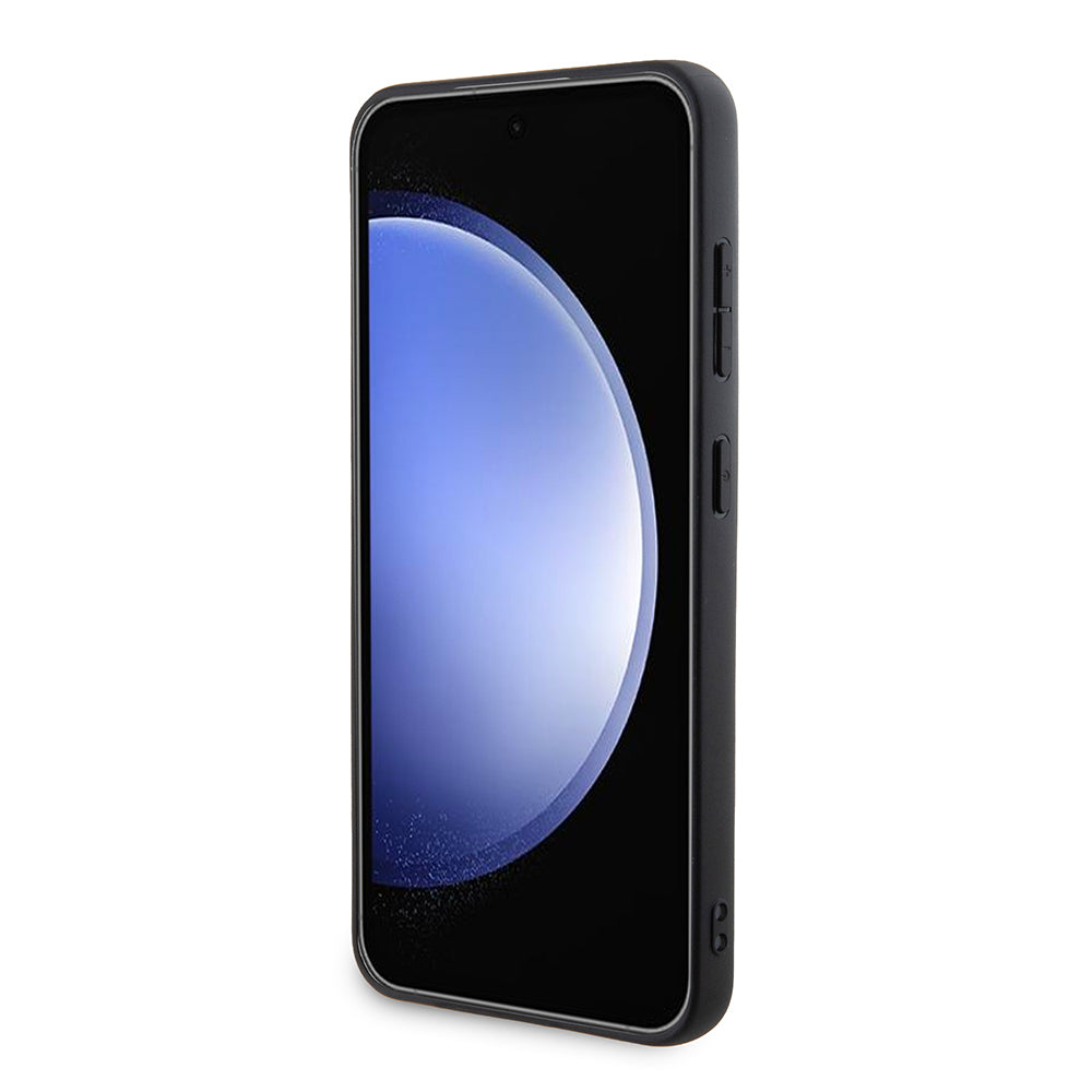 Hülle für Samsung Galaxy S24 S921, Karl Lagerfeld, Saffiano Karl & Choupette Metal, Schwarz
