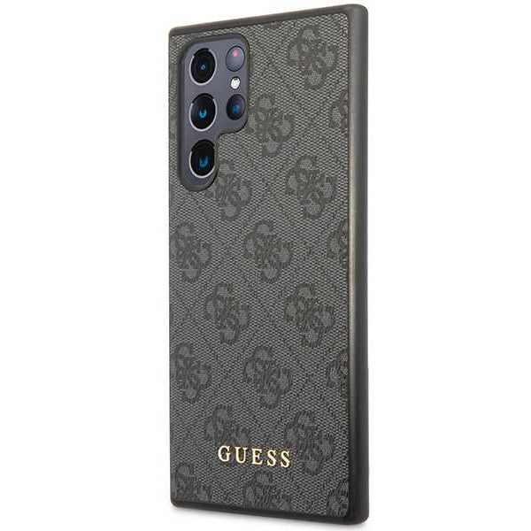 Hülle für Samsung Galaxy S24 Ultra S928, Guess, 4G Metal Gold Logo, Schwarz