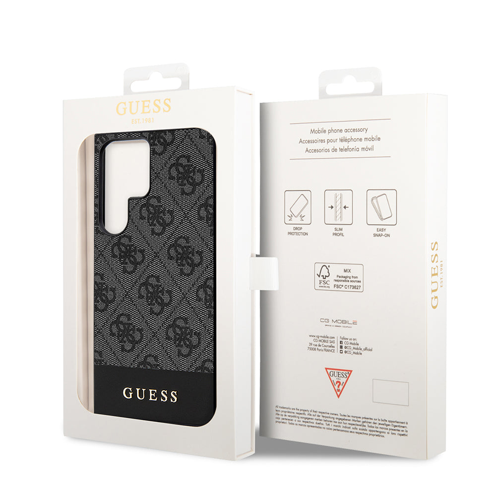 Hülle für Samsung Galaxy S24 Ultra S928, Guess, 4G Stripe, Schwarz