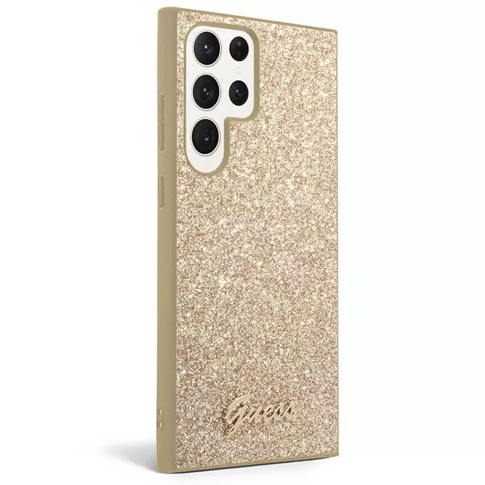 Hülle für Samsung Galaxy S24 Ultra S928, Guess, Glitter Script, Gold