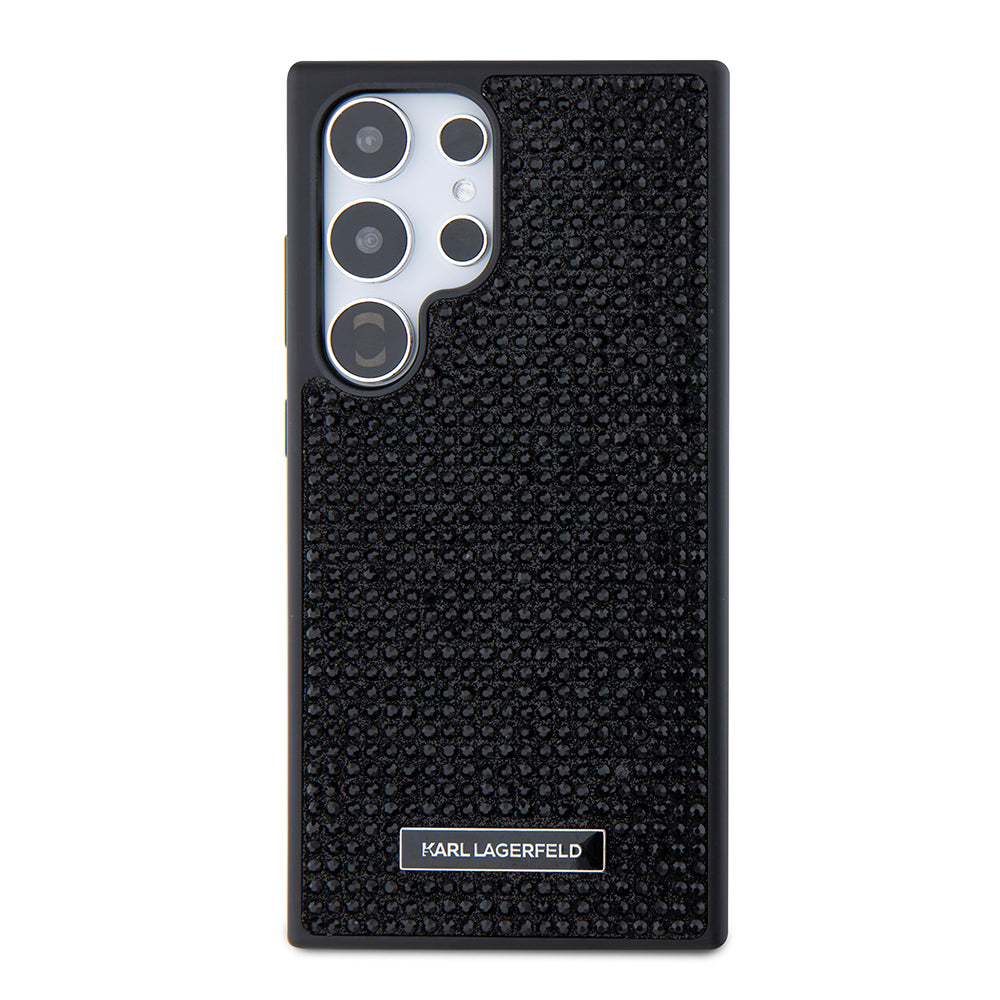 Hülle für Samsung Galaxy S24 Ultra S928, Karl Lagerfeld, Rhinestone Metal Plate, Schwarz