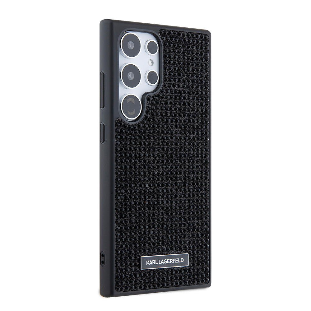 Hülle für Samsung Galaxy S24 Ultra S928, Karl Lagerfeld, Rhinestone Metal Plate, Schwarz