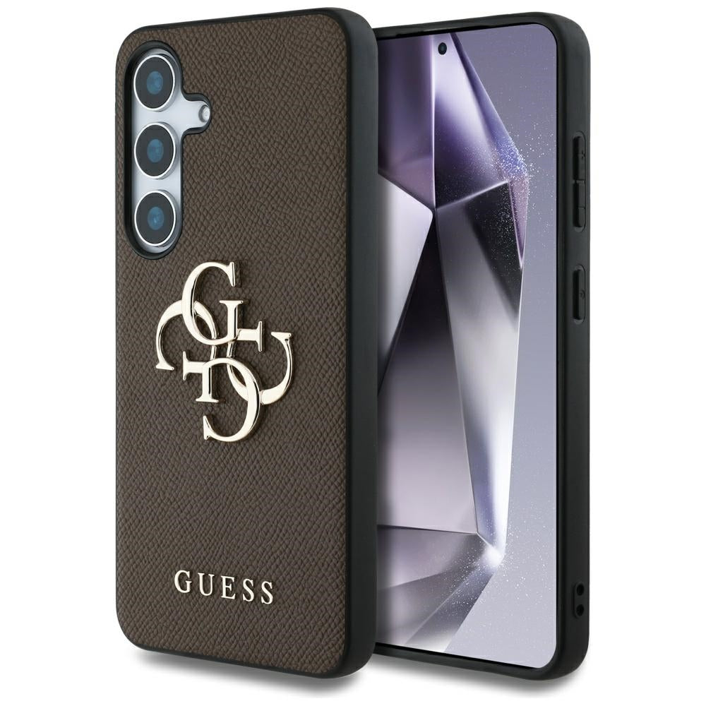 Hülle für Samsung Galaxy S25+ S936, Guess, 4G Grained Big and Classic Logo, Braun