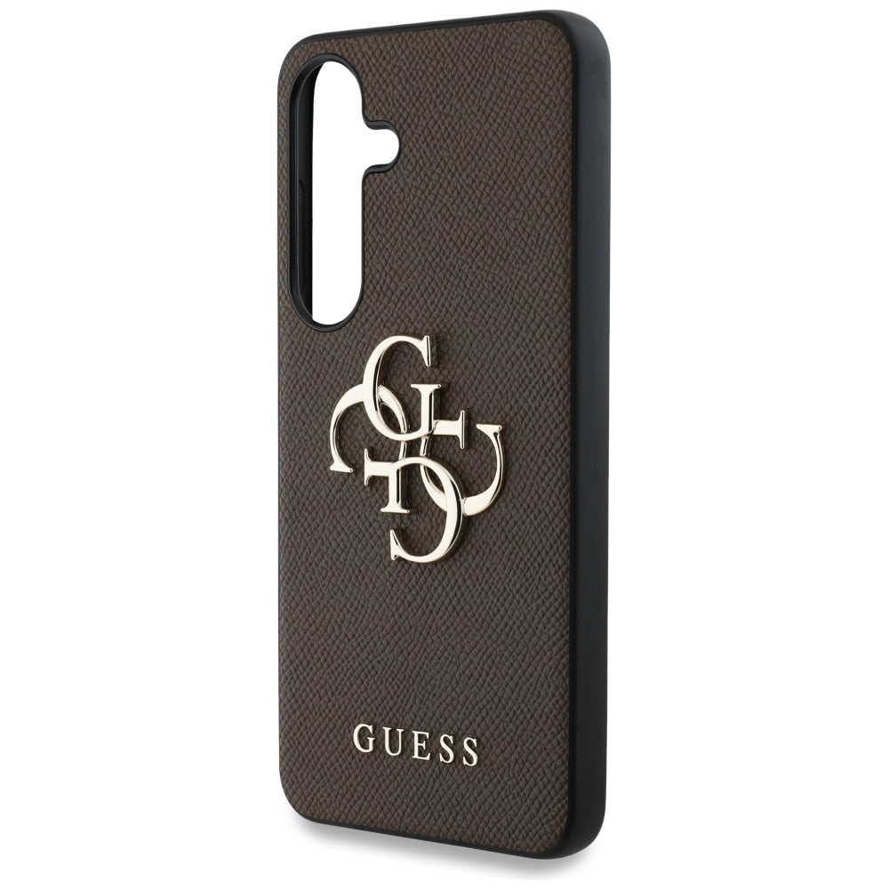 Hülle für Samsung Galaxy S25+ S936, Guess, 4G Grained Big and Classic Logo, Braun