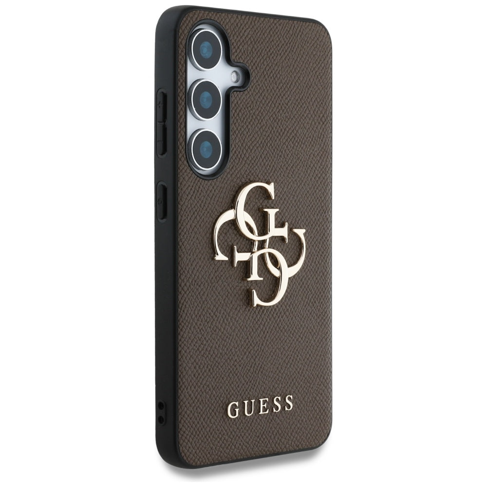 Hülle für Samsung Galaxy S25+ S936, Guess, 4G Grained Big and Classic Logo, Braun