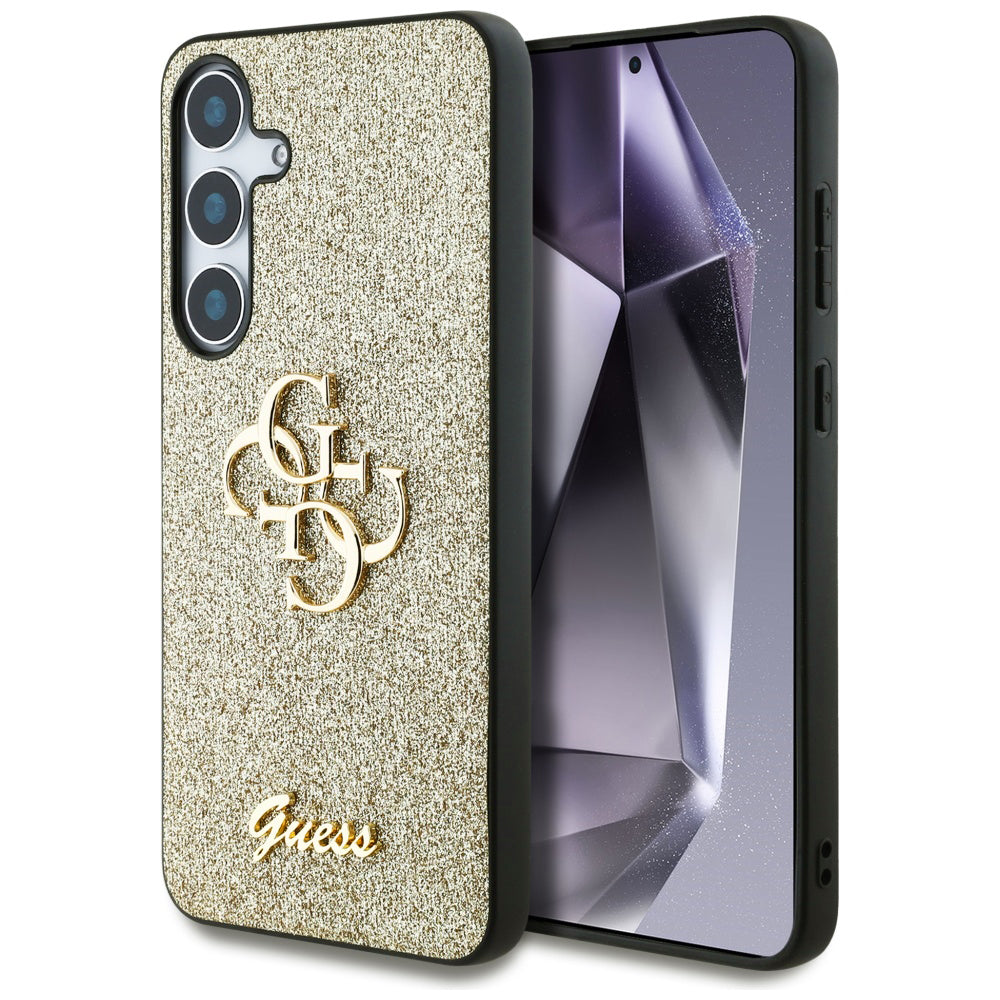 Hülle für Samsung Galaxy S25+ S936, Guess, Glitter Big 4G Script, Gold