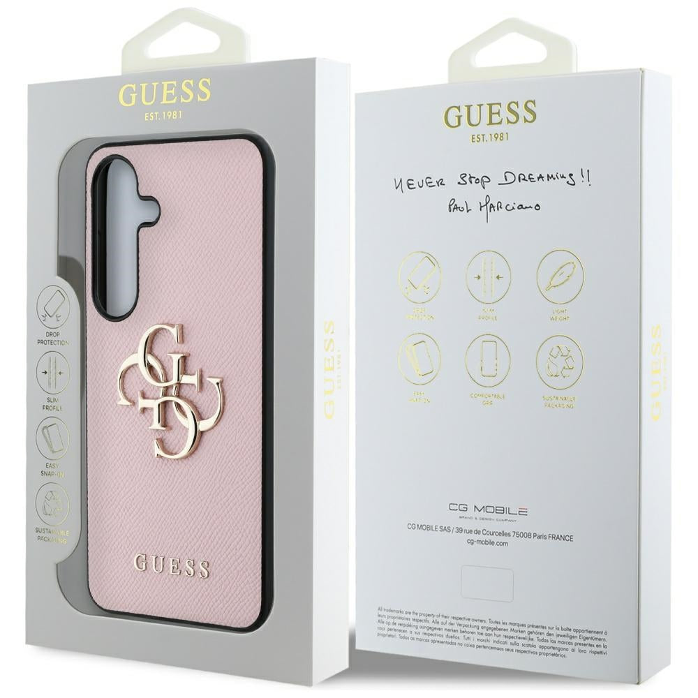 Hülle für Samsung Galaxy S25 S931, Guess, 4G Grained Big and Classic Logo, Rosa