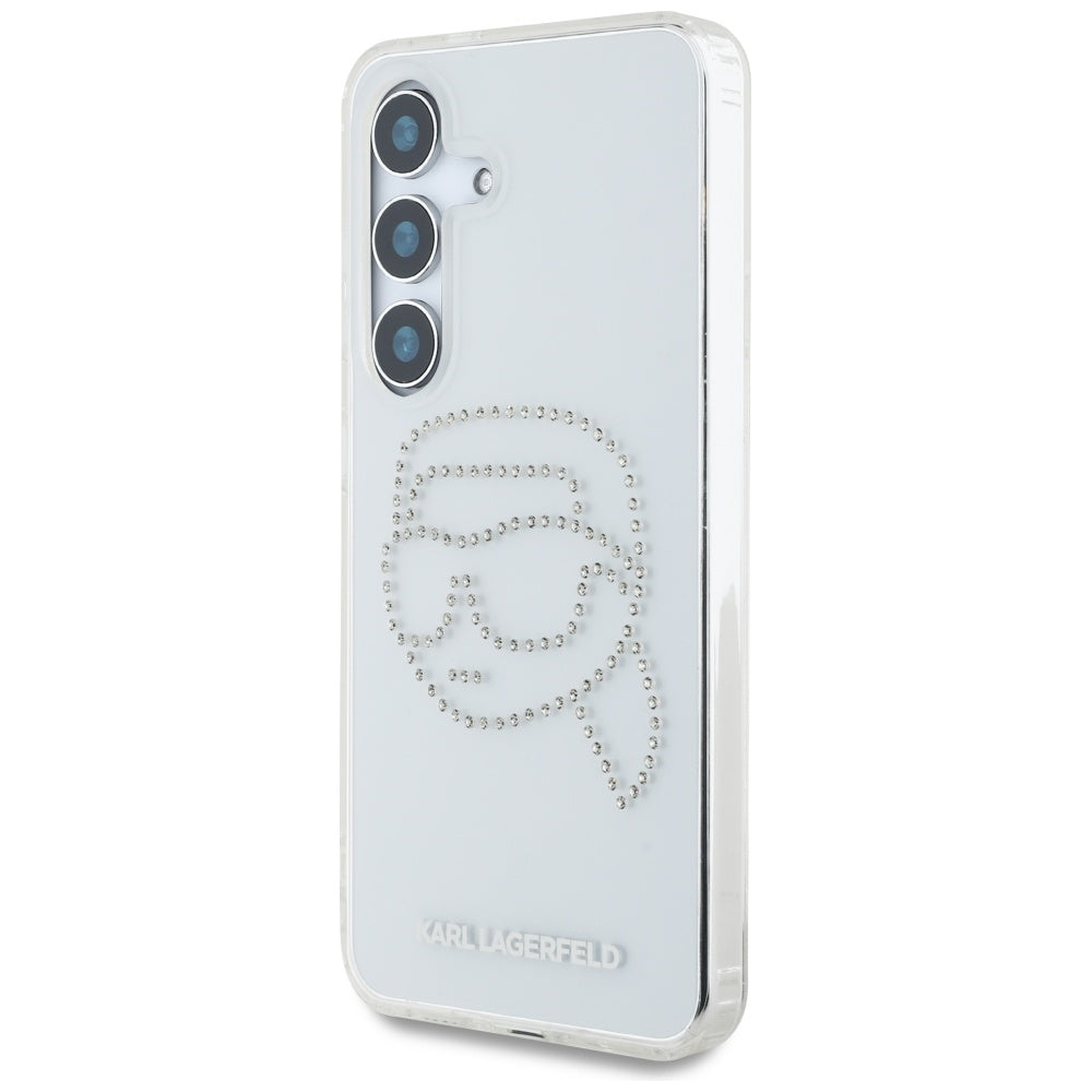 Hülle für Samsung Galaxy S25 S931, Karl Lagerfeld, IML Rhinestones Karl's Head, Transparent