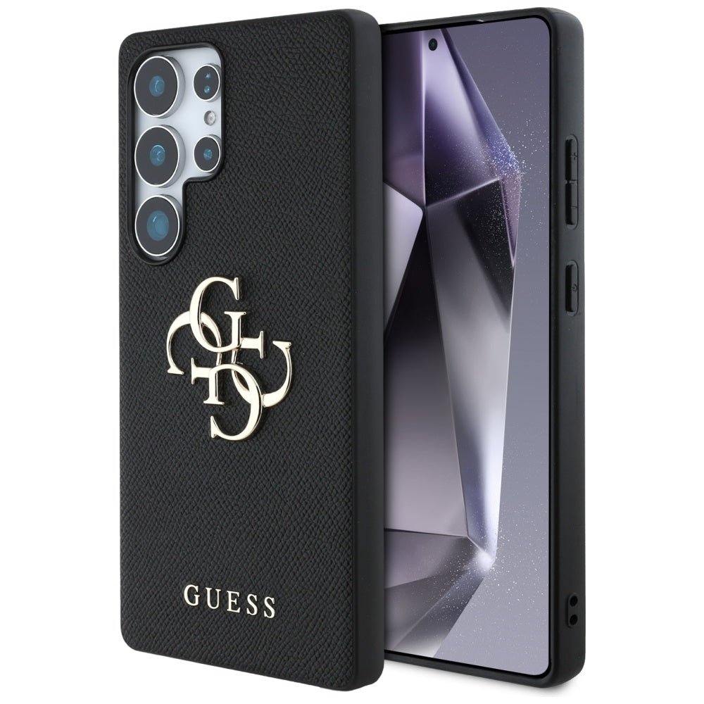 Hülle für Samsung Galaxy S25 Ultra S938, Guess, 4G Grained Big and Classic Logo, Schwarz