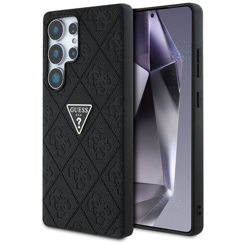 Hülle für Samsung Galaxy S25 Ultra S938, Guess, Grained Hot Stamp 4G Triangle, Schwarz
