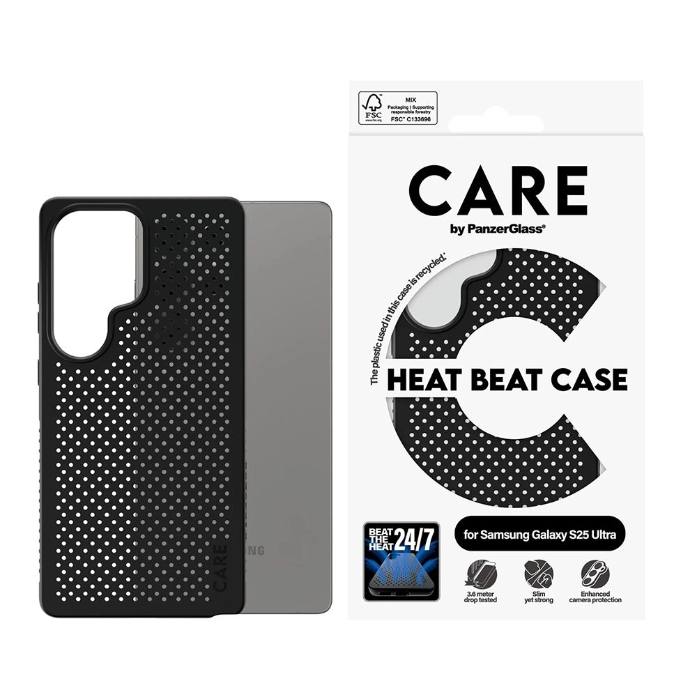 Case for Samsung Galaxy S25 Ultra S938, PanzerGlass, Care Feature Heat Beat, Black