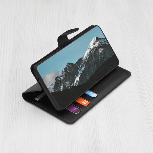 Hülle für Samsung Galaxy S25 Ultra S938, Techsuit, Leder-Folio, Schwarz