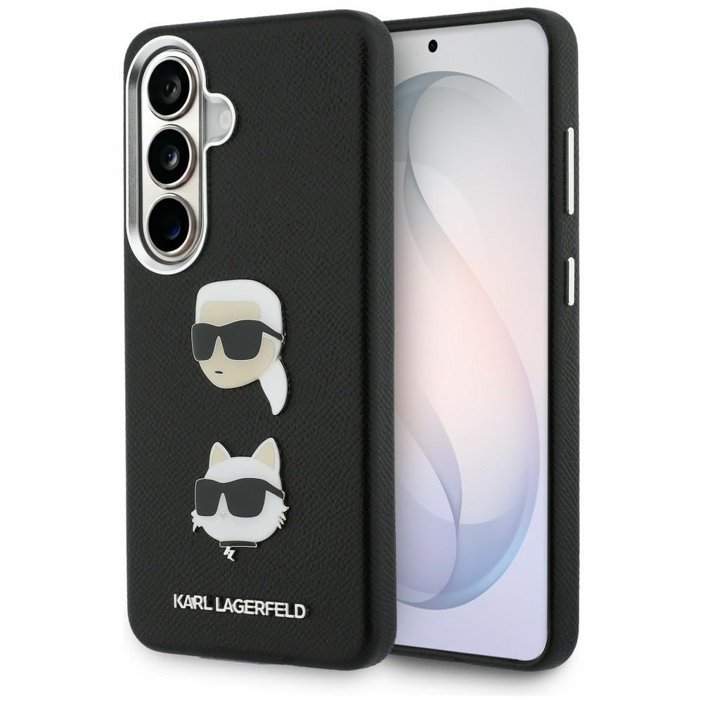 Hülle für Samsung Galaxy S26 Plus S947, Karl Lagerfeld, Saffiano Karl & Choupette's Head Pin, Schwarz