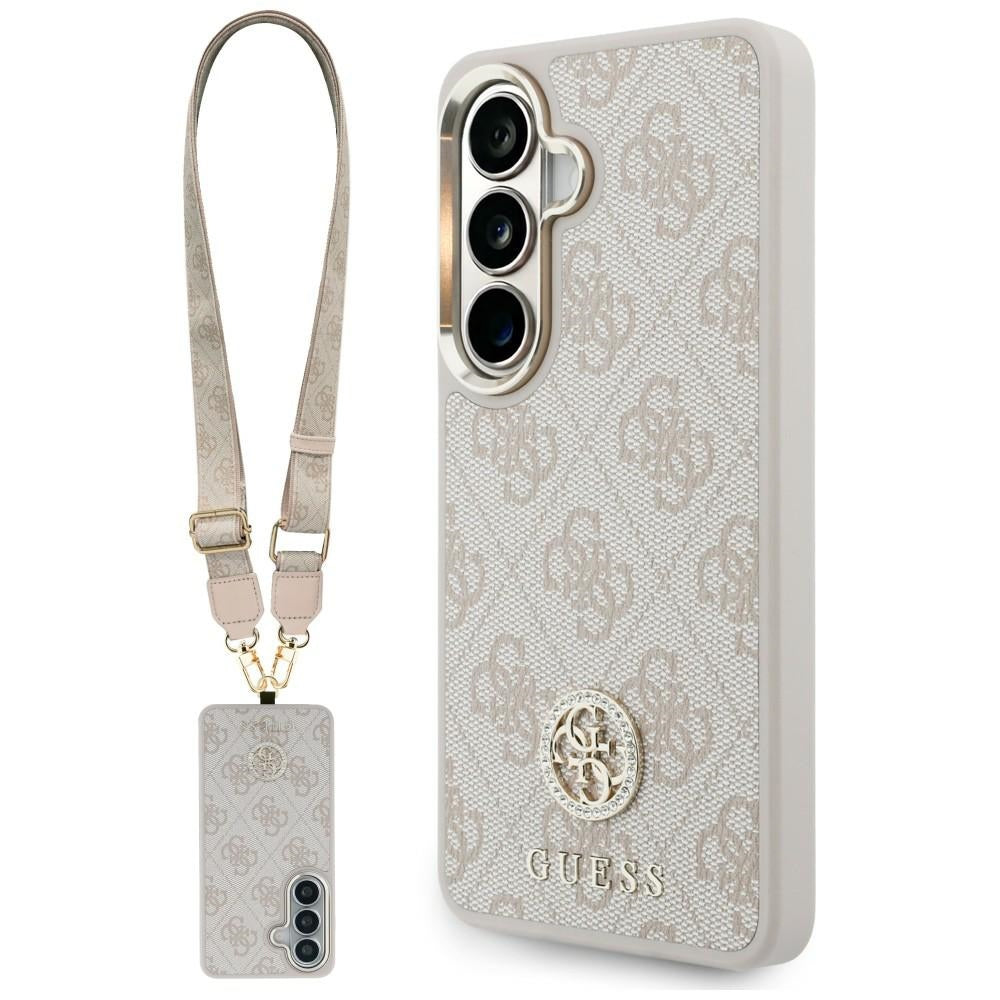 Hülle für Samsung Galaxy S26 S942, GUESS, 4G Big Rhinestone Triangle Strap, Rosa