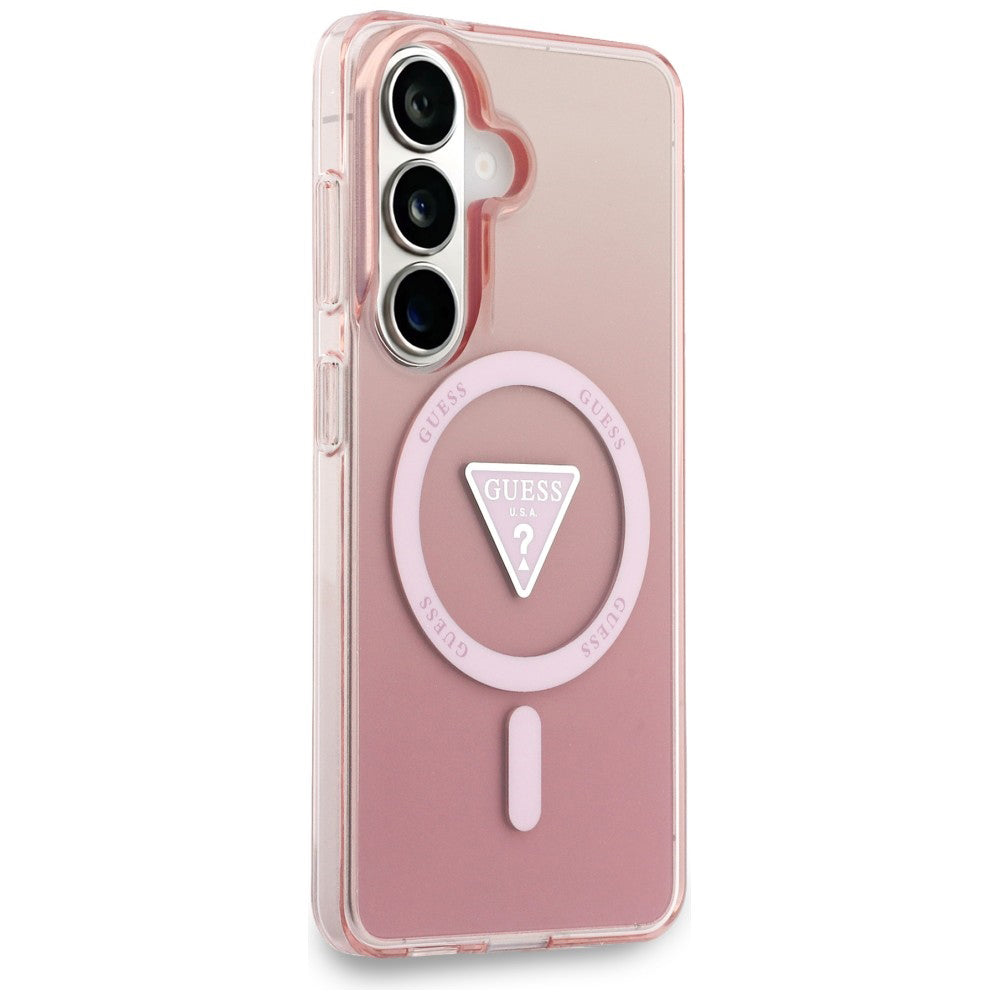 MagSafe Hülle für Samsung Galaxy S26 S942, Guess, IML Gradient Triangle Logo, Rosa