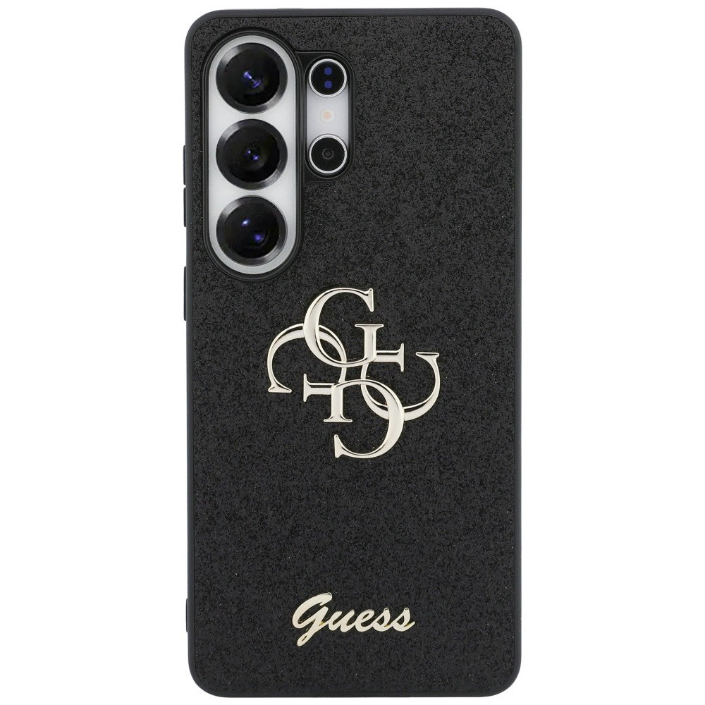Hülle für Samsung Galaxy S26 Ultra S948, Guess, Fixed Glitter Big 4G Metal Frame, Schwarz