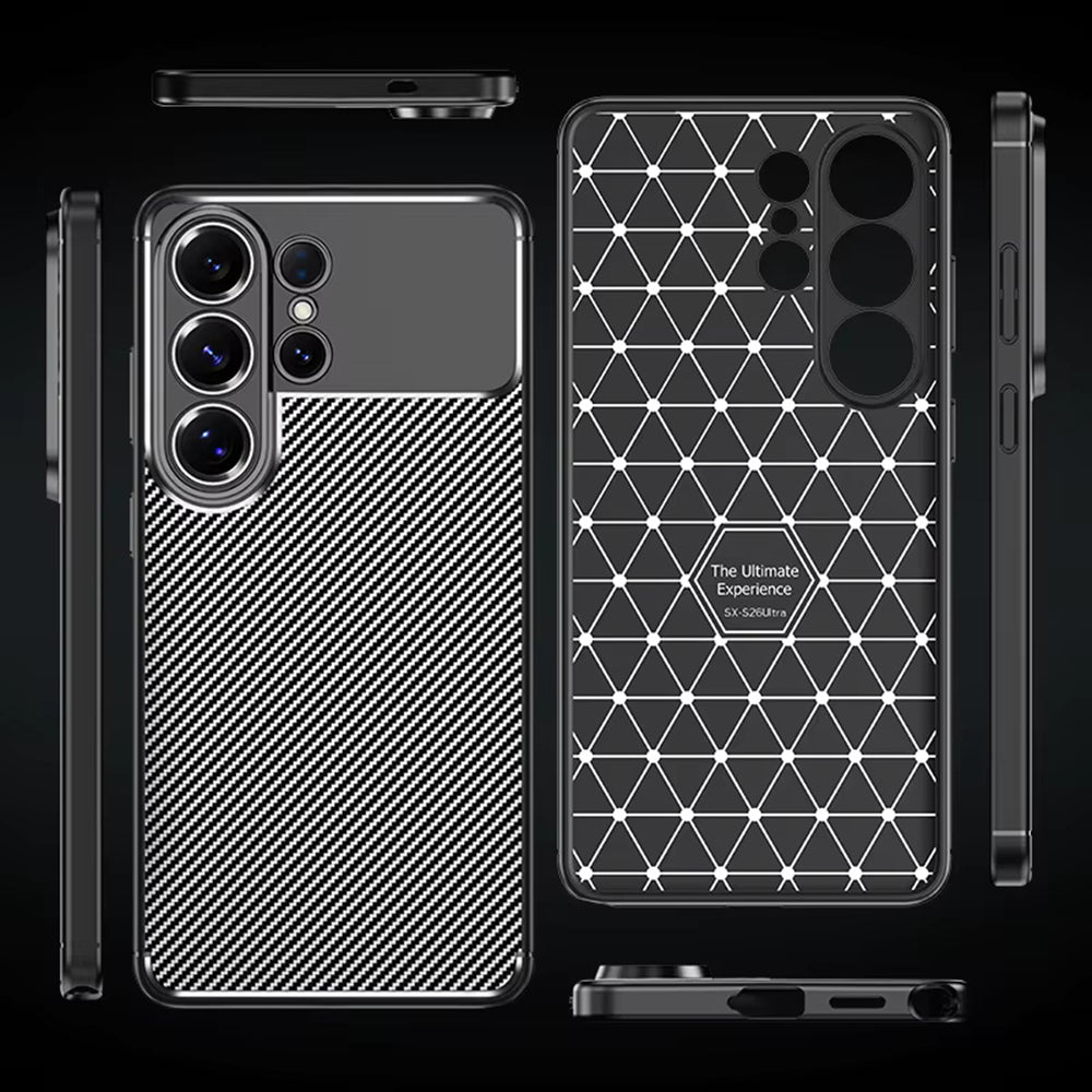 Hülle für Samsung Galaxy S26 Ultra S948, Techsuit, CarbonFiber, Schwarz
