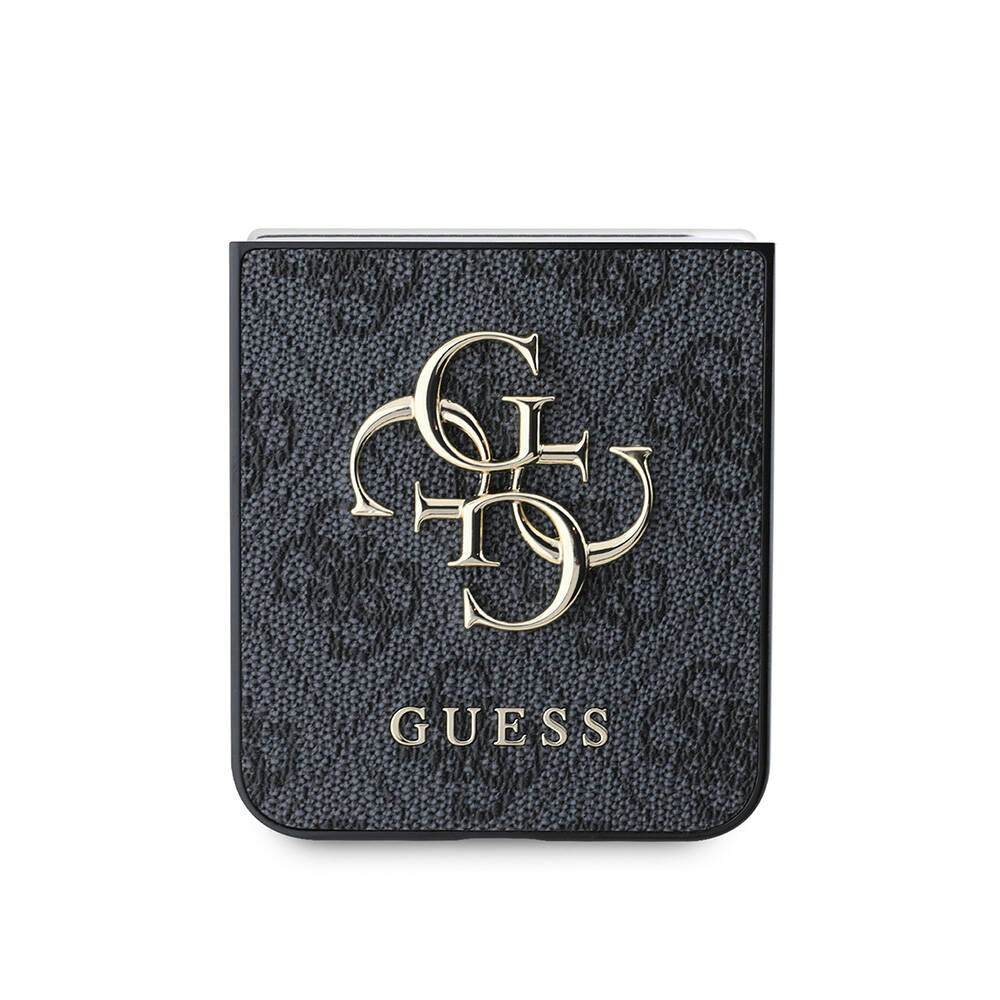 Hülle für Samsung Galaxy Z Flip7 F766, Guess, 4G Metal Logo, Braun