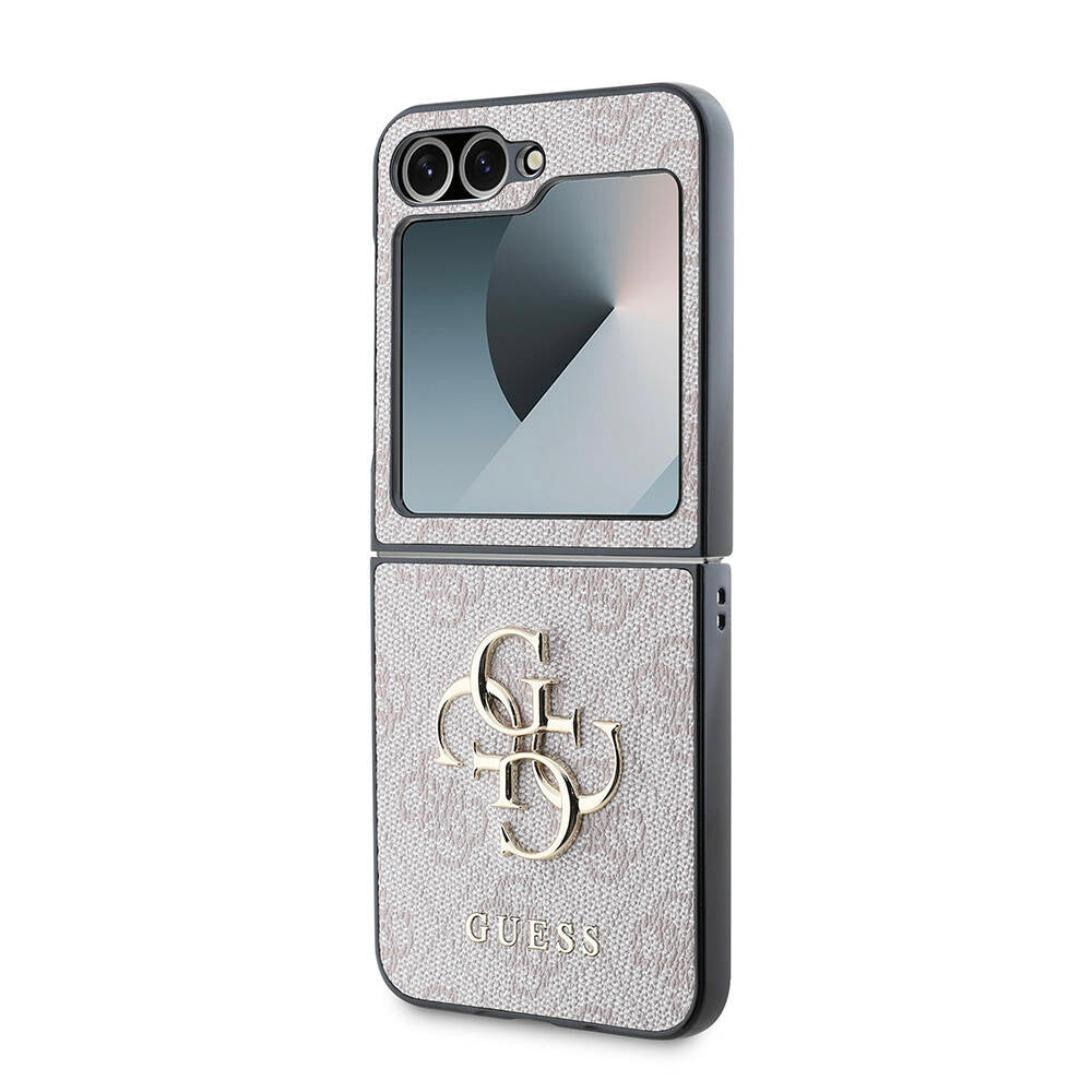 Hülle für Samsung Galaxy Z Flip7 F766, Guess, 4G Metal Logo, Braun