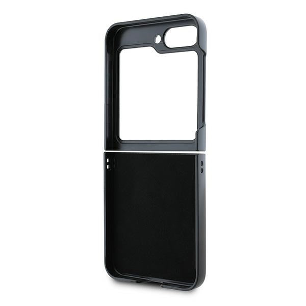 Case for Samsung Galaxy Z Flip7 FE F761 / Z Flip6 F741, Karl Lagerfeld, Saffiano Monogram Karl's Head Metal, Black