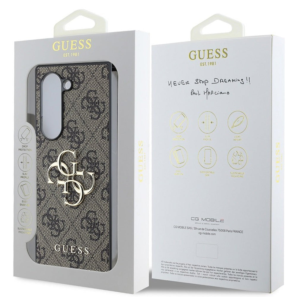 Case for Samsung Galaxy Z Fold6 F956, Guess, 4G Metal Logo, Brown