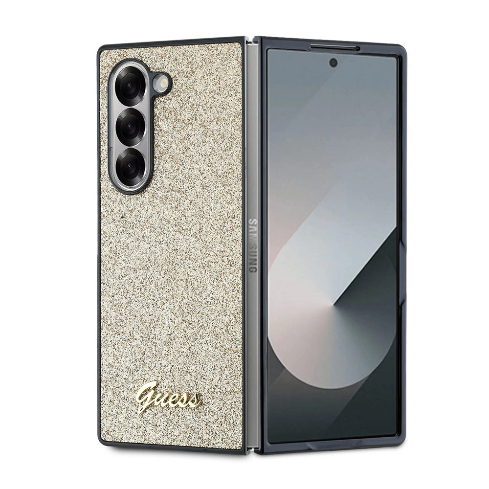 Hülle für Samsung Galaxy Z Fold6 F956, Guess, Glitter Script, Gold